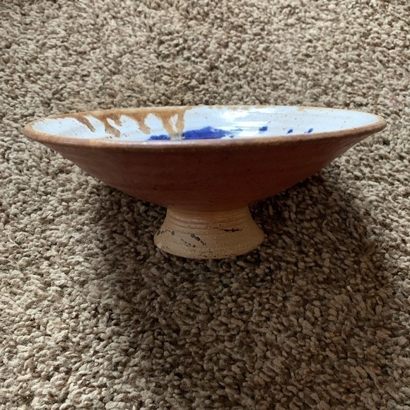 Stoneware Studio Art Pedestal Bowl '99 - Picture 2 of 4